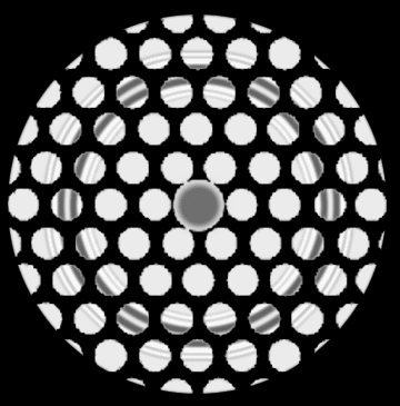 drawing of a spot test on a parabola with a mask